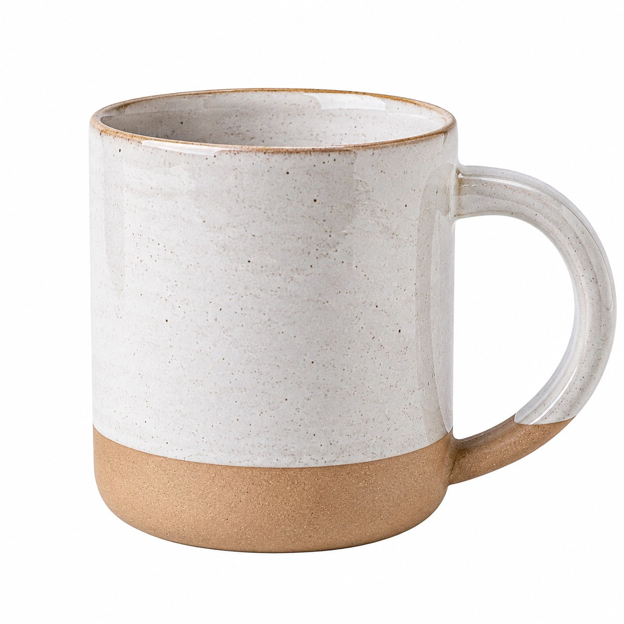 Keramiktasse 350 ml Creme Beige mit Henkel im rustikalen Stil