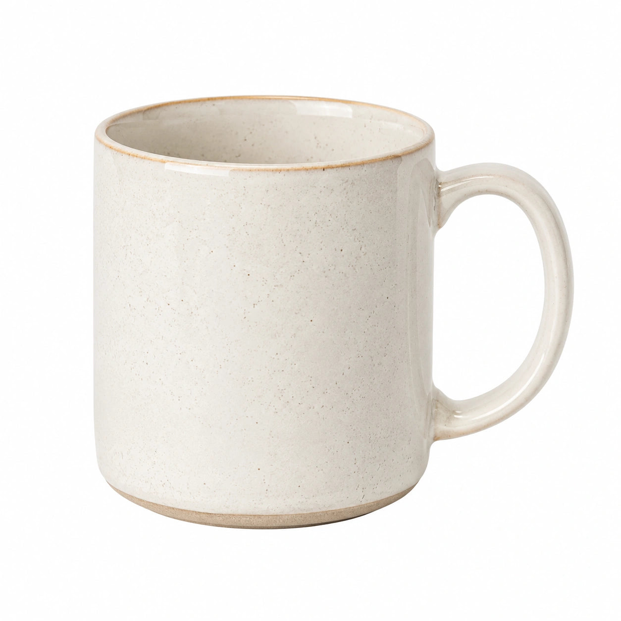 Tasse 350 ml aus Keramik in Creme mit gesprenkelter Glasur und Henkel
