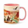 Keramiktasse 330 ml Beige Rosa mit Canyonmotiv und Henkel