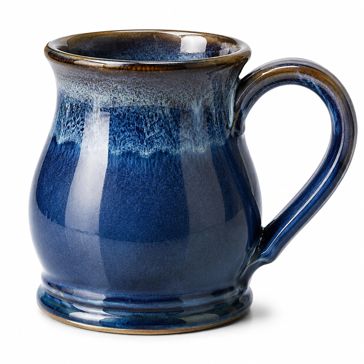 Keramiktasse 450 ml 9.5 x 11.5 cm blau braun glasiert mit Henkel für Heiß- und Kaltgetränke