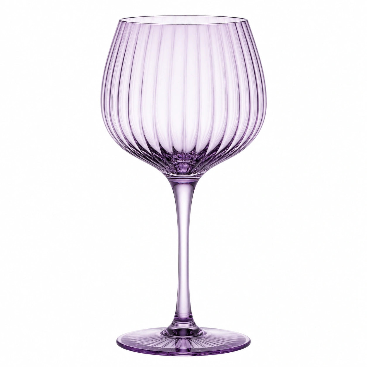 Weinglas 500 ml aus Glas Lila geripptes Stielglas für Wein