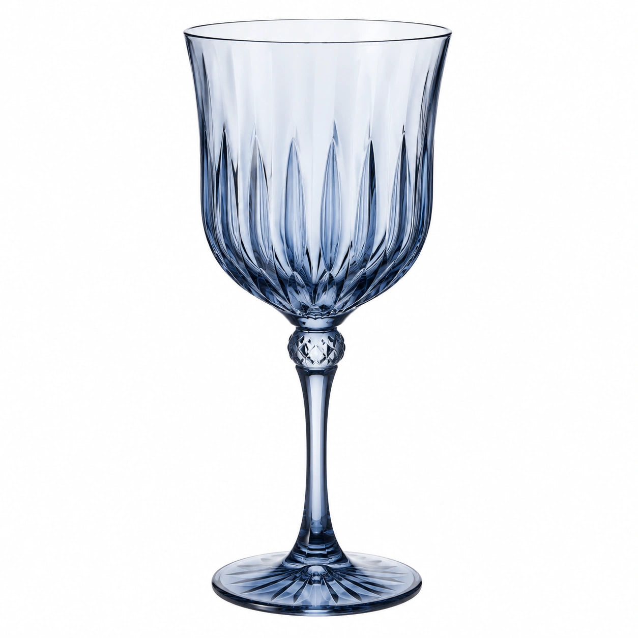 Weinglas 300 ml blaues Glas mit Stiel geschliffen