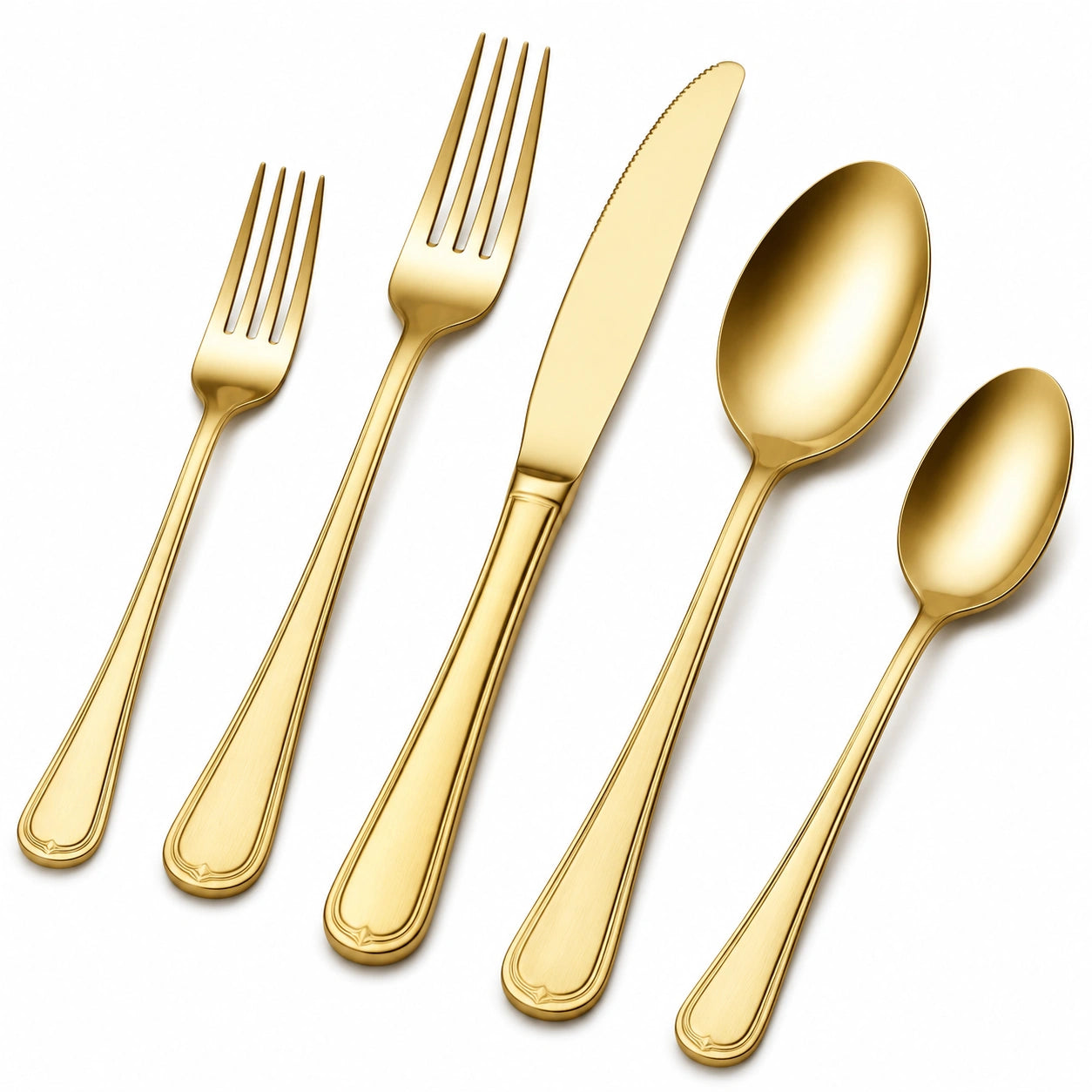 5-teiliges Besteckset Edelstahl Goldfarben für 1 Person klassisch