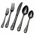 Besteckset 5-teilig bis 23 cm aus Edelstahl schwarz mit dekorativem Griff