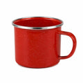 Emaillebecher 350 ml Rot mit Sprenkelmuster und Metallrand