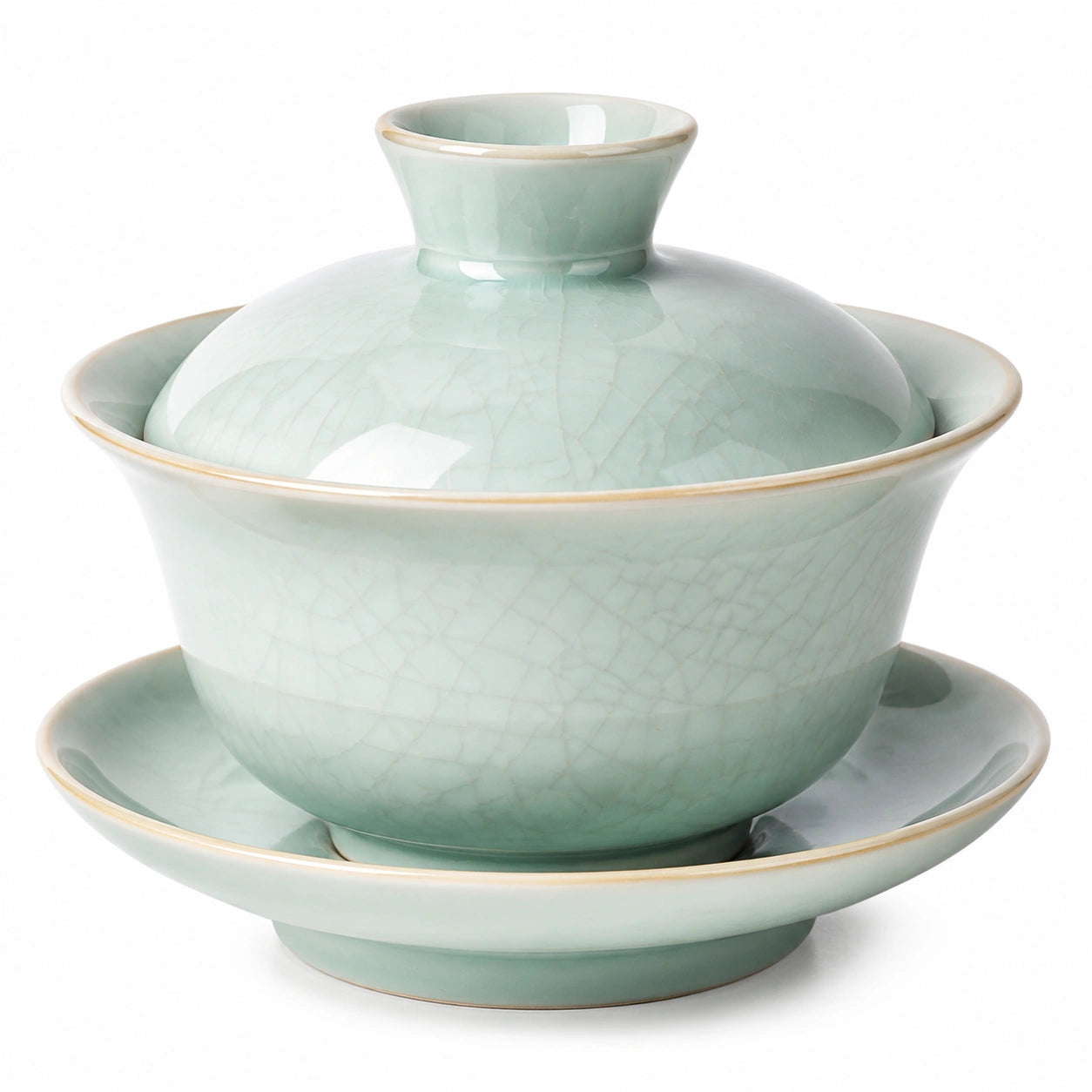Gaiwan Teeschale 150 ml aus Keramik in Hellgrün - glasiert für Teezubereitung