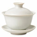 Porzellan Gaiwan 150 ml Cremeweiß mit Deckel und Untertasse für Teeaufguss