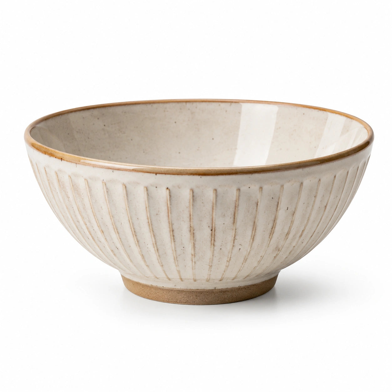 Keramikschüssel 18 cm Creme für Speisen mit geriffelter Oberfläche