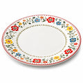 Speiseteller 28 cm aus Keramik Weiß mit Blumenmuster rund